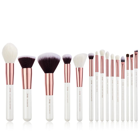 Jessup Brand 15pcs Pearl White/Rose Gold Makeup Brushes Make up Tool Kit